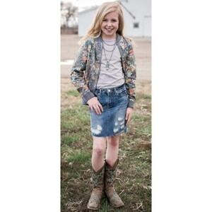 Habitual Girl Distressed Five Pocket Style‎ Denim Skirt Blue Size 14 MSRP $48